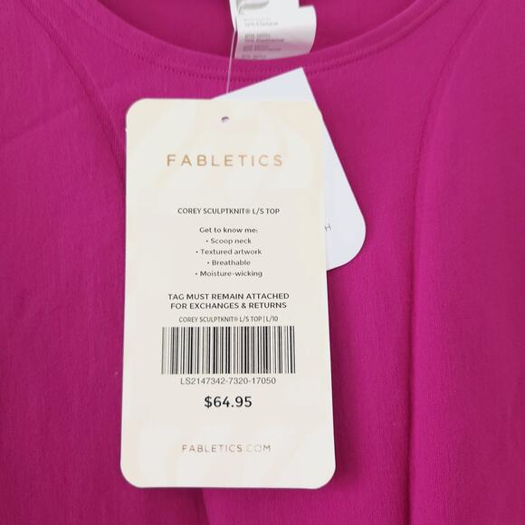 NEW Fabletics Corey Sculpknit Long Sleeve Top Large Very Berry - Picture 7 of 7